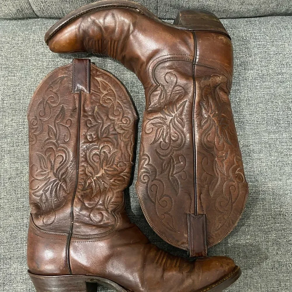 Justin Boots Embossed Brown Western Boots